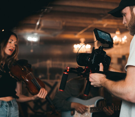 Music video production on set